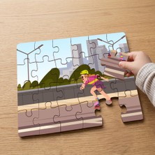 Punto Dizayn Kaykay Yapan Adam Tasarımlı 24 Parça Ahşap Çocuk Puzzle MPK0986