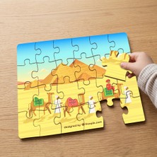 Punto Dizayn Antik Mısır - Develer  Tasarımlı 24 Parça Ahşap Çocuk Puzzle MPK0456