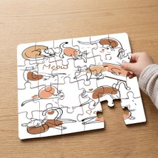 Punto Dizayn Sevmli Kediler Tasarımlı 24 Parça Ahşap Çocuk Puzzle MPK0215