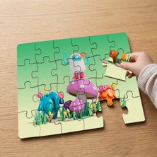 Punto Dizayn Canavarların Renkli Dünyası  Tasarımlı 24 Parça Ahşap Çocuk Puzzle MPK0016