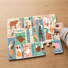 Punto Dizayn Çiftlik Hayvanları  Tasarımlı 24 Parça Ahşap Çocuk Puzzle MPK0159