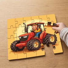 Punto Dizayn Traktörde Adam  Tasarımlı 24 Parça Ahşap Çocuk Puzzle MPK0355