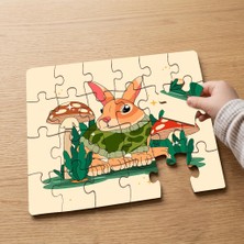 Punto Dizayn Sevimli Tavşan ve Mantarlar Tasarımlı 24 Parça Ahşap Çocuk Puzzle MPK0664