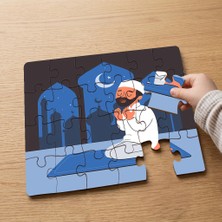 Punto Dizayn Dua Eden Adam - Din - Ibadet Tasarımlı 24 Parça Ahşap Çocuk Puzzle MPK0715