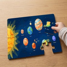 Punto Dizayn Güneş Sistemi  Tasarımlı 24 Parça Ahşap Çocuk Puzzle MPK1077