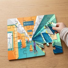 Punto Dizayn Metro Istasyonunda Insanlar Tasarımlı 24 Parça Ahşap Çocuk Puzzle MPK0888