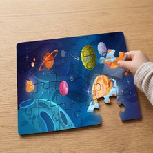 Punto Dizayn Gezegenler - Uzay - Galaksi  Tasarımlı 24 Parça Ahşap Çocuk Puzzle MPK0198