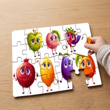 Punto Dizayn Sevimli Meyveler  Tasarımlı 24 Parça Ahşap Çocuk Puzzle MPK0382