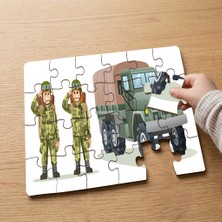 Punto Dizayn Askerler - Askeri Araç  Tasarımlı 24 Parça Ahşap Çocuk Puzzle MPK0350