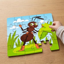 Punto Dizayn Dabbing Yapan Mutlu Karınca Tasarımlı 24 Parça Ahşap Çocuk Puzzle MPK0642