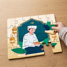Punto Dizayn Kuran Okuyan Hoca Tasarımlı 24 Parça Ahşap Çocuk Puzzle MPK0535