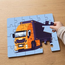 Punto Dizayn Turuncu Kamyon Tasarımlı 24 Parça Ahşap Çocuk Puzzle MPK0720