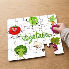 Punto Dizayn Sevimli Sebzeler  Tasarımlı 24 Parça Ahşap Çocuk Puzzle MPK0166