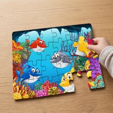 Punto Dizayn Bebek Köpek Balıkları  Tasarımlı 24 Parça Ahşap Çocuk Puzzle MPK0830