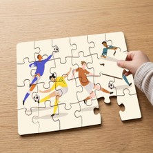Punto Dizayn Futbolcular - Top Oynayan Adamlar Tasarımlı 24 Parça Ahşap Çocuk Puzzle MPK0538
