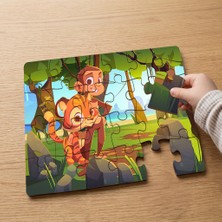 Punto Dizayn Ormandaki Sevimli Karakterler Tasarımlı 24 Parça Ahşap Çocuk Puzzle MPK0397