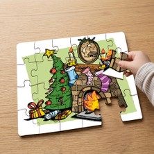 Punto Dizayn Noel Süsleri - Çam Ağaçı Tasarımlı 24 Parça Ahşap Çocuk Puzzle MPK0245