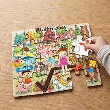 Punto Dizayn Matematik Seven Mutlu Çocuklar  Tasarımlı 24 Parça Ahşap Çocuk Puzzle MPK0905
