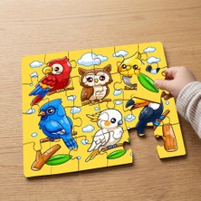 Punto Dizayn Sevimli Kuşlar  Tasarımlı 24 Parça Ahşap Çocuk Puzzle MPK0347