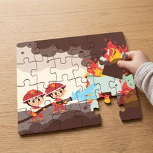 Punto Dizayn Yangın Söndüren Itfaiyeciler  Tasarımlı 24 Parça Ahşap Çocuk Puzzle MPK0771