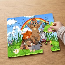 Punto Dizayn Sevimli Hayvanlar Tasarımlı 24 Parça Ahşap Çocuk Puzzle MPK0750