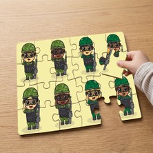 Punto Dizayn Sevimli Askerler Tasarımlı 24 Parça Ahşap Çocuk Puzzle MPK0776