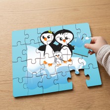 Punto Dizayn Sevimli Penguen Ailesi  Tasarımlı 24 Parça Ahşap Çocuk Puzzle MPK0557