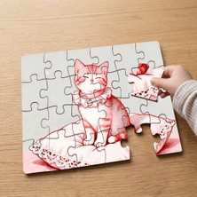 Punto Dizayn Sevimli Kedicik Tasarımlı 24 Parça Ahşap Çocuk Puzzle MPK0058