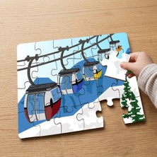 Punto Dizayn Renkli Teleferikler  Tasarımlı 24 Parça Ahşap Çocuk Puzzle MPK0134