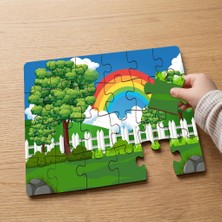 Punto Dizayn Renkli Gökkuşağı - Manzara Tasarımlı 24 Parça Ahşap Çocuk Puzzle MPK0318