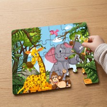 Punto Dizayn Sevimli Amazon Hayvanları  Tasarımlı 24 Parça Ahşap Çocuk Puzzle MPK0340