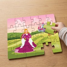 Punto Dizayn Pembe Elbiseli Prenses  Tasarımlı 24 Parça Ahşap Çocuk Puzzle MPK0107