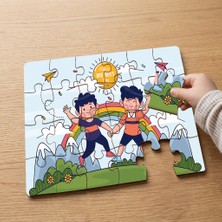 Punto Dizayn Neşeli Arkadaşlar  Tasarımlı 24 Parça Ahşap Çocuk Puzzle MPK0627