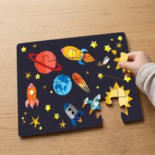 Punto Dizayn Galaksi - Space - Gezegenler  Tasarımlı 24 Parça Ahşap Çocuk Puzzle MPK0545