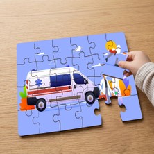 Punto Dizayn Ambulans - Doktorlar - Ilk Yardım Tasarımlı 24 Parça Ahşap Çocuk Puzzle MPK0463