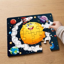 Punto Dizayn Sapce - Uzay - Güneş Sistemi Tasarımlı 24 Parça Ahşap Çocuk Puzzle MPK0850
