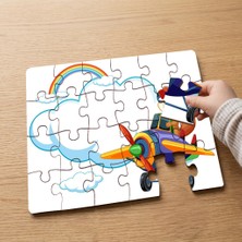 Punto Dizayn Eğlenceli Renkli Uçak Tasarımlı 24 Parça Ahşap Çocuk Puzzle MPK1090