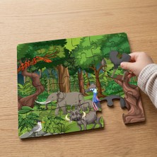 Punto Dizayn Safari Hayvanları  Tasarımlı 24 Parça Ahşap Çocuk Puzzle MPK0965