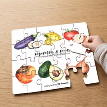 Punto Dizayn Meyveler Fruits Tasarımlı 24 Parça Ahşap Çocuk Puzzle MPK0707