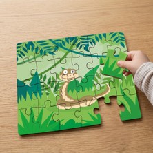Punto Dizayn Ormandaki Sevimli Yılan  Tasarımlı 24 Parça Ahşap Çocuk Puzzle MPK0274
