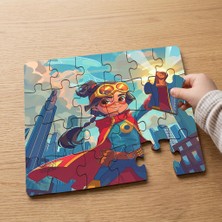 Punto Dizayn Süper Kahraman Çocuk  Tasarımlı 24 Parça Ahşap Çocuk Puzzle MPK0952