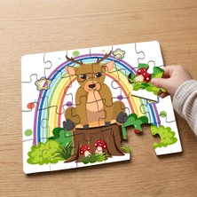 Punto Dizayn Geyik ve Gökkuşağı Tasarımlı 24 Parça Ahşap Çocuk Puzzle MPK0369