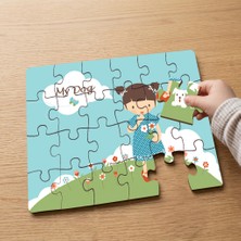 Punto Dizayn Küçük Kız ve Minik Köpeği Tasarımlı 24 Parça Ahşap Çocuk Puzzle MPK0020