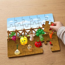 Punto Dizayn Bahçedeki Sevmli Sebzeler  Tasarımlı 24 Parça Ahşap Çocuk Puzzle MPK0202