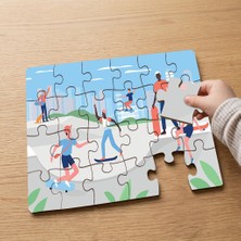 Punto Dizayn Kayak Yapan Insanlar Tasarımlı 24 Parça Ahşap Çocuk Puzzle MPK0890