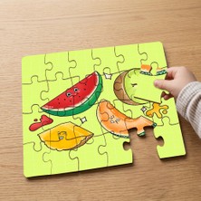 Punto Dizayn Dilimli Meyveler  Tasarımlı 24 Parça Ahşap Çocuk Puzzle MPK0567
