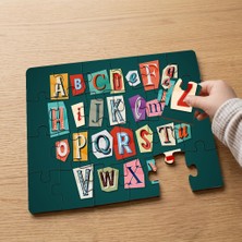 Punto Dizayn Renkli Alfabe Tasarımlı 24 Parça Ahşap Çocuk Puzzle MPK0882