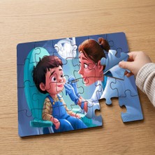 Punto Dizayn Dişçide Mutlu Çocuk Tasarımlı 24 Parça Ahşap Çocuk Puzzle MPK0812
