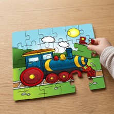 Punto Dizayn Tren Ile Eğlenceli Yolculuk Tasarımlı 24 Parça Ahşap Çocuk Puzzle MPK1094