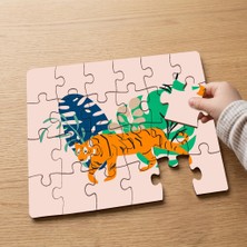 Punto Dizayn Tiger -Vahşi Kaplan  Tasarımlı 24 Parça Ahşap Çocuk Puzzle MPK1134